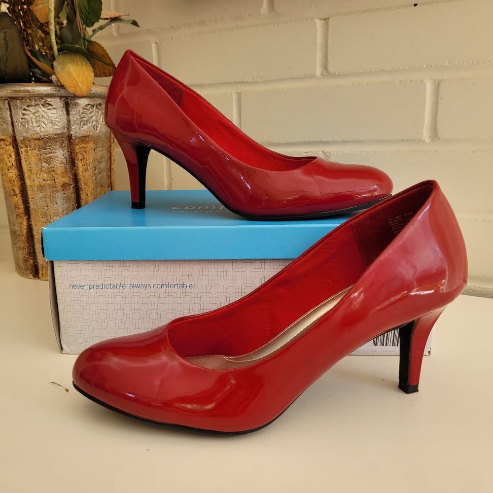 Comfort Plus Karmen Red Patent Pumps US 9.5